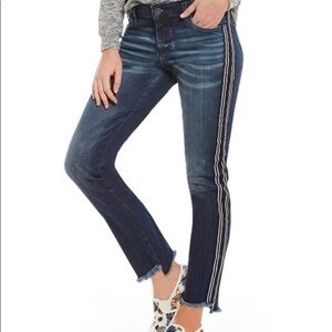 Kut from the Kloth Reese Ankle Straight Leg Jeans Side Stripe size 6